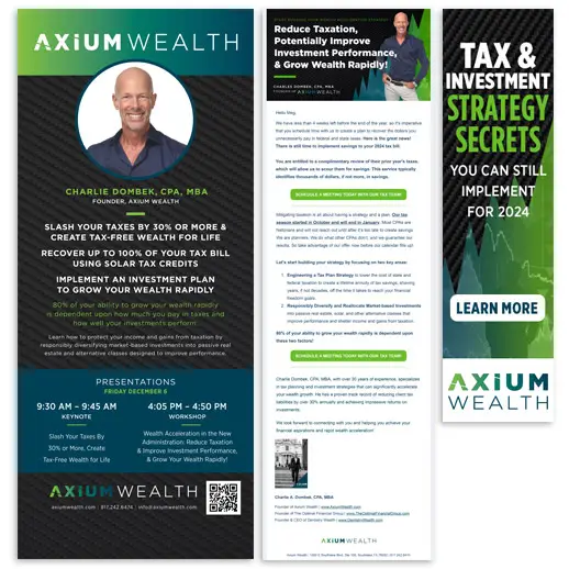 Axium Wealth Email & Digital Marketing | MD Marketing & Design Portfolio