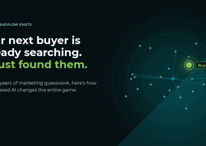 Radar visualization showing AI identifying one real buyer out of a crowd of anonymous website visitors — the concept behind MD LeadFlow's intent-based marketing